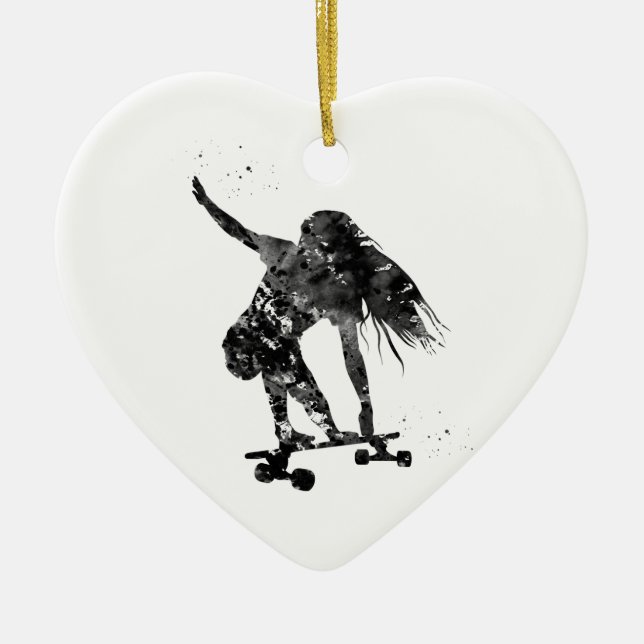 Skateboarder, Skateboard Ceramic Tree Decoration (Front)