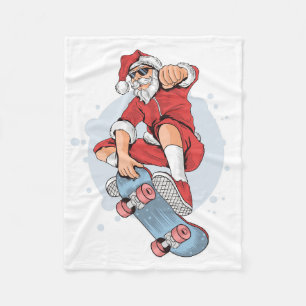 Skateboarder Skateboard Snowman Fleece Blanket