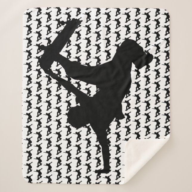 Skateboarder Skateboarding Skateboard Silhouette Sherpa Blanket (Front)