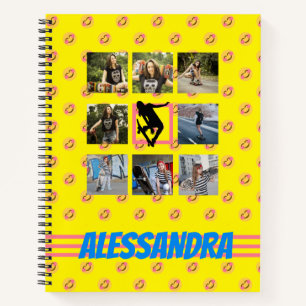 Skateboarder Smile Face pattern Photo Template Notebook