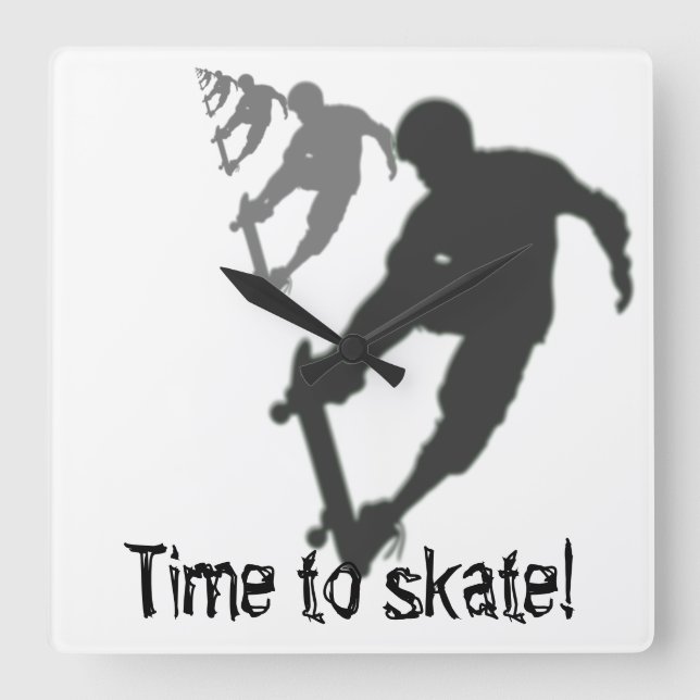 Skateboarder Square Wall Clock (Front)