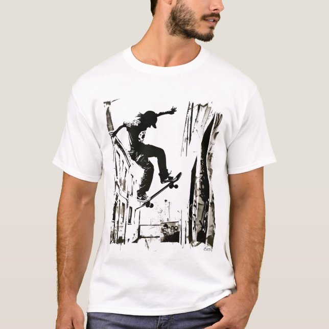 Skateboarder Stencil Art T-Shirt (Front)