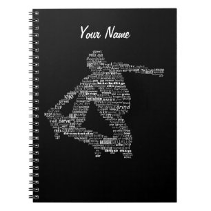 Skateboarder word collage notebook