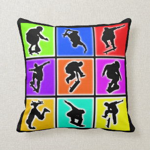 Skateboarders Pop Art Cushion