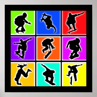 Skateboarders Pop Art Poster