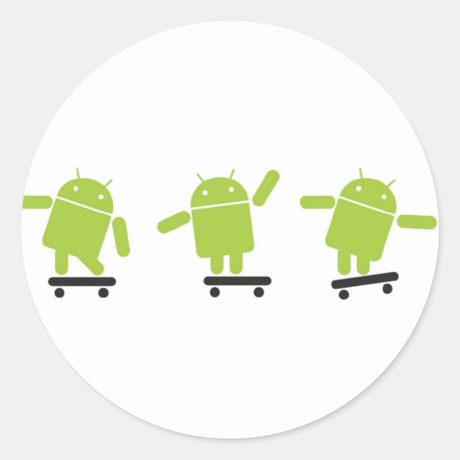 Skateboarding Android Classic Round Sticker (Front)