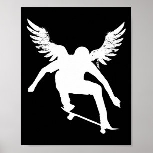 Skateboarding Angel Skateboarder Retro Vintage Poster
