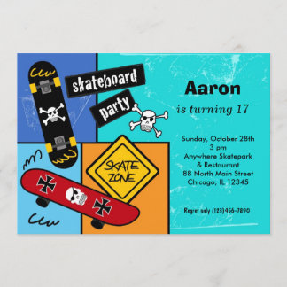 Skateboarding Birthday Invitation