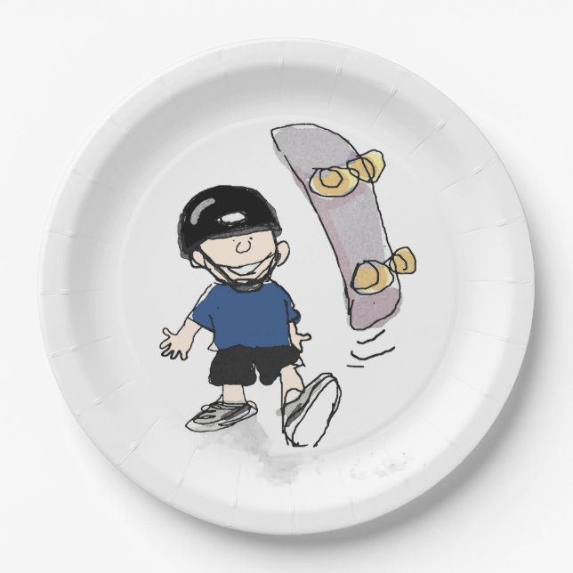 Skateboarding Birthday Party Paper Plate (Front)