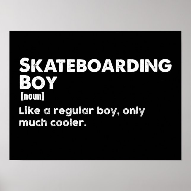 Skateboarding Boy Funny Definition Skateboarder Poster (Front)