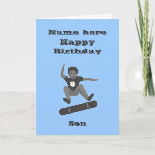 Skateboarding Boy, Son Birthday card add name age