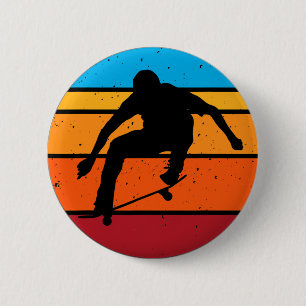 Skateboarding Boy Trick Retro Skater 6 Cm Round Badge