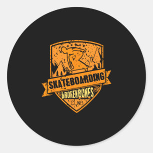 Skateboarding Broken Bones Crew Mountain Crash Classic Round Sticker