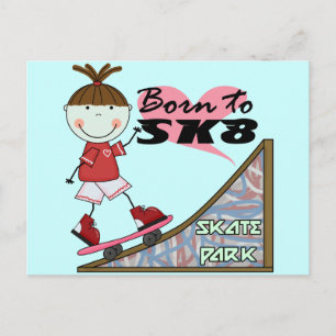 SKATEBOARDING - Brunette Girl Tshirts and Gifts Postcard