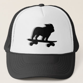 Skateboarding Bulldog Silhouette Trucker Hat