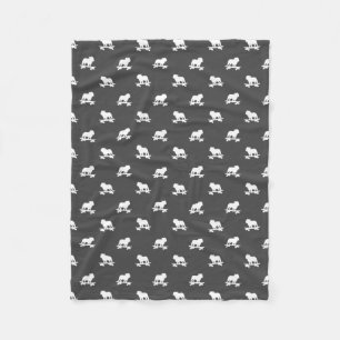 Skateboarding Bulldog Silhouettes Cool Skater Dog Fleece Blanket