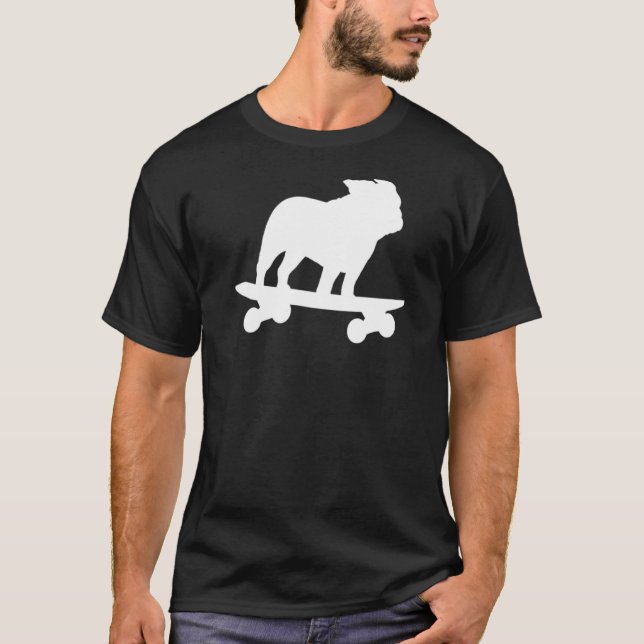 Skateboarding Bulldog T-Shirt (Front)