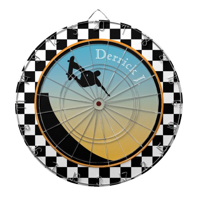 Skateboarding Chequered Dartboard (Front)