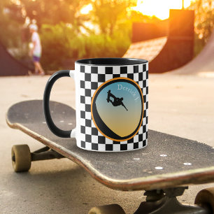 Skateboarding Chequered Mug