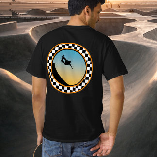 Skateboarding Chequered Round Design T-Shirt