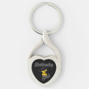 Skateboarding Chick #4 Key Ring