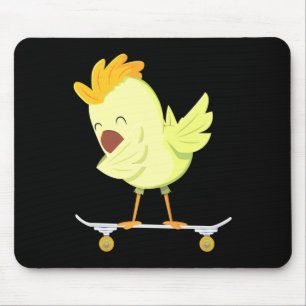 Skateboarding Chick Chicken On Skateboard Gift For Mouse Pad