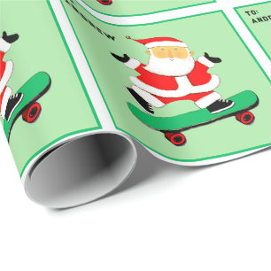 Skateboarding Christmas Gift Wrapping Paper