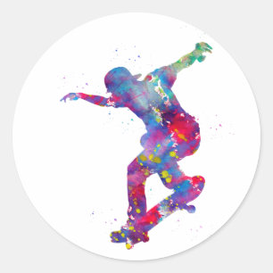 Skateboarding Classic Round Sticker