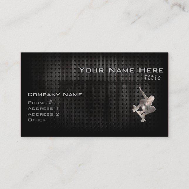 Skateboarding; Cool Black Business Card (Front)