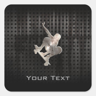 Skateboarding; Cool Black Square Sticker