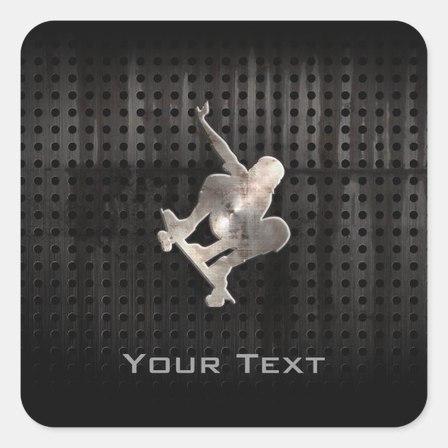Skateboarding; Cool Black Square Sticker (Front)