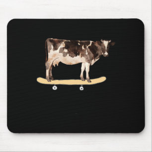 Skateboarding Cow Funny Skateboard T Shirt  Mouse Pad