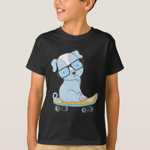 Skateboarding Dog Puppy Funny Skateboard Cute Dog T-Shirt
