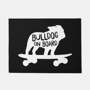 Skateboarding Dog Silhouette   Bulldog on Board Doormat