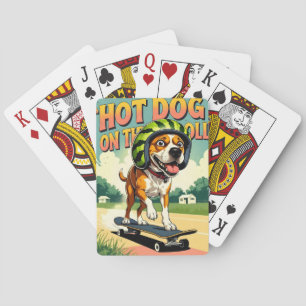 Skateboarding Dog Summer Funny Retro Beach  Playing Cards