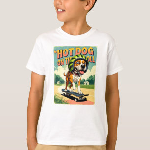 Skateboarding Dog Summer Funny Retro Beach  T-Shirt