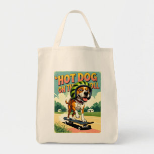 Skateboarding Dog Summer Funny Retro Beach Tote Bag
