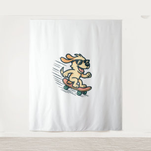 Skateboarding Dog Tapestry