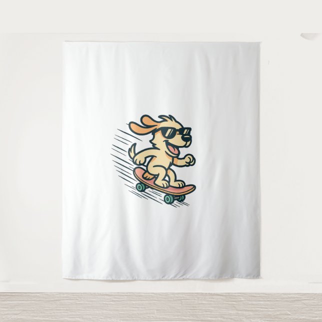 Skateboarding Dog Tapestry (Front)