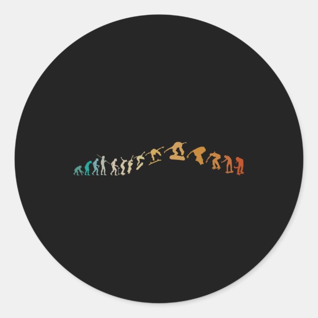 Skateboarding Evolution - Skateboarder Evolving  Classic Round Sticker (Front)