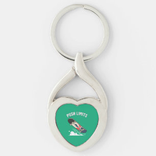 Skateboarding Extreme Sports Push Limits. Key Ring