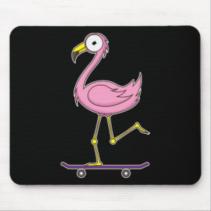 Skateboarding Flamingo Mouse Pad