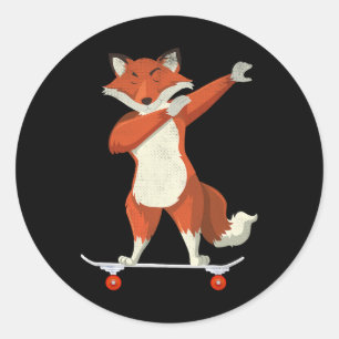 Skateboarding Fox On Skateboard Gift For Skaters  Classic Round Sticker