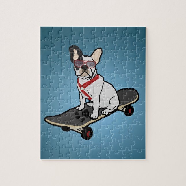 Skateboarding French Bulldog Dog Puzzle (Vertical)