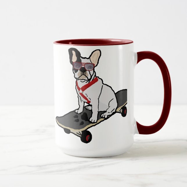Skateboarding French Bulldog Mug (Right)