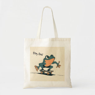 Skateboarding Frog – Cute Cartoon Animal Art Tote Bag