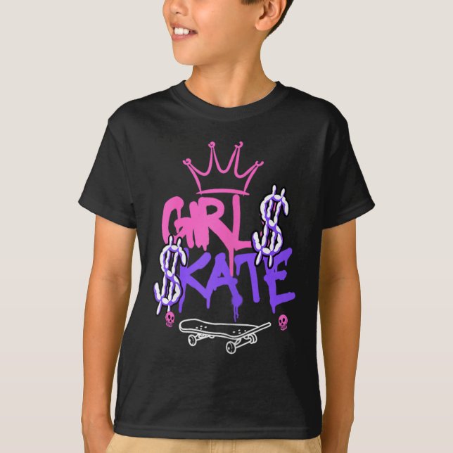 Skateboarding Girl  T-Shirt (Front)