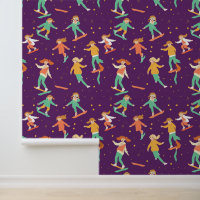 Skateboarding Girls with Stars Pattern