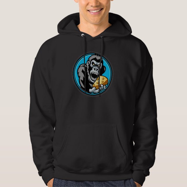Skateboarding Gorilla Cheese Black Hoodie  (Front)