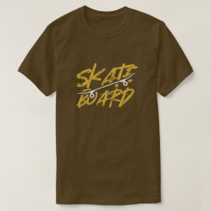 Skateboarding Grunge Gold Graphic Typography T-Shi T-Shirt